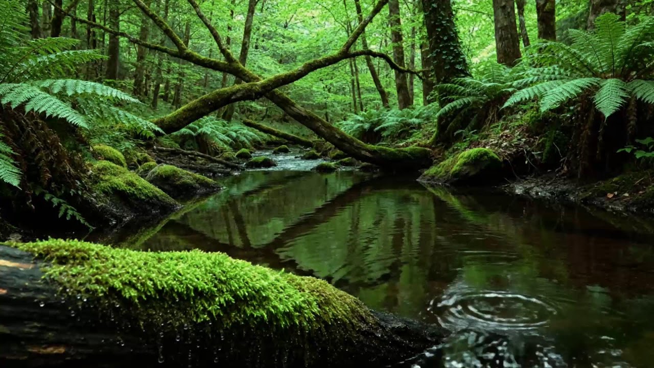 Calming Forest Ambience 🌿 River Flowing Birds Chirping in Hidden Forest Ambience for Rest, Medicine