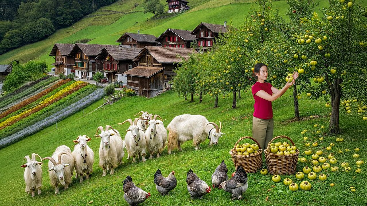 Beautiful Countryside Life: Daily Harvesting of Fruits and Vegetables and Livestock Care