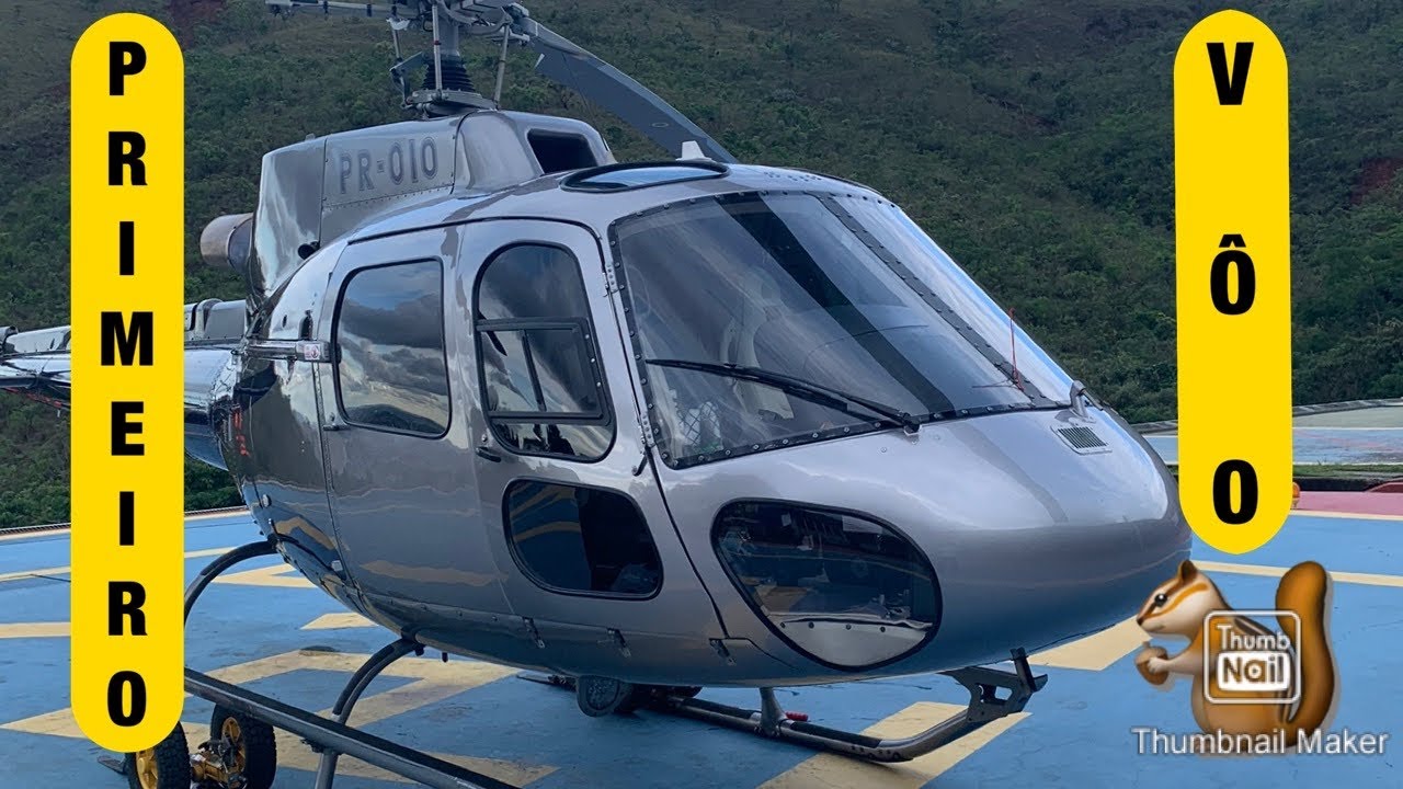 Estreando o helicóptero esquilo (AS50B3e) em voo!