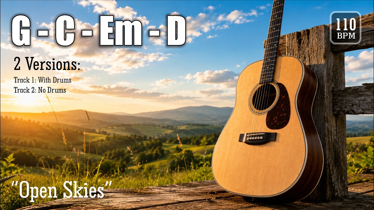 G Major Upbeat Acoustic Guitar Backing Track (110 BPM) | 