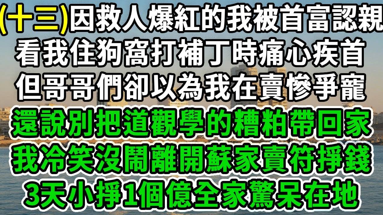 灵芽入世13.因救人爆紅的我被首富認親，看我住狗窩打補丁時痛心疾首，但哥哥們卻以為我在賣慘爭寵，還說別把道觀學的糟粕帶回家，我冷笑沒鬧離開蘇家賣符掙錢，3天小掙1個億全家驚呆在地！#风起云涌 #爽文