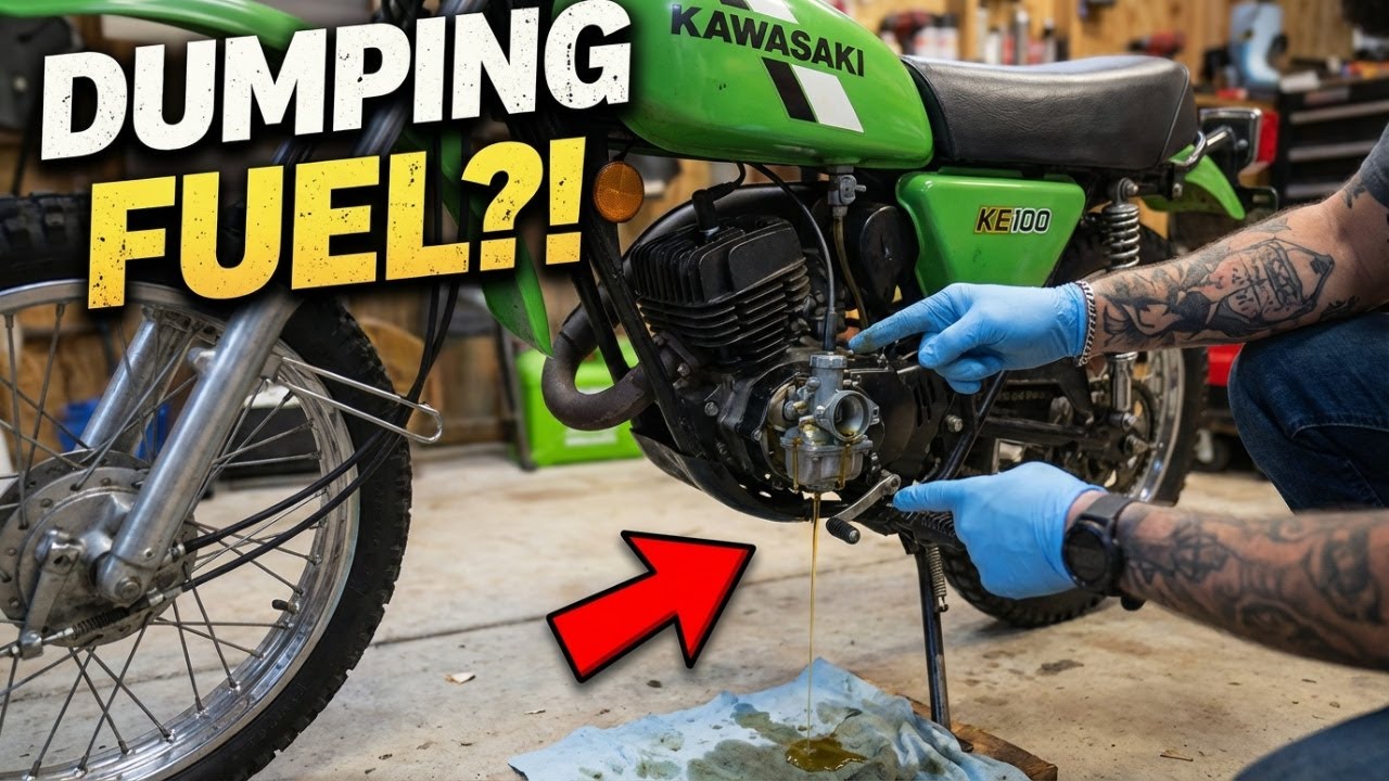 Kawasaki KE100 Dirt bike dumping fuel, can I get it running right?