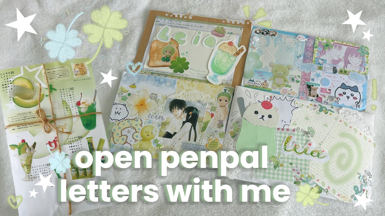 open penpal letters with me 🍈🍀// aesthetic & chill unboxing, no talking asmr