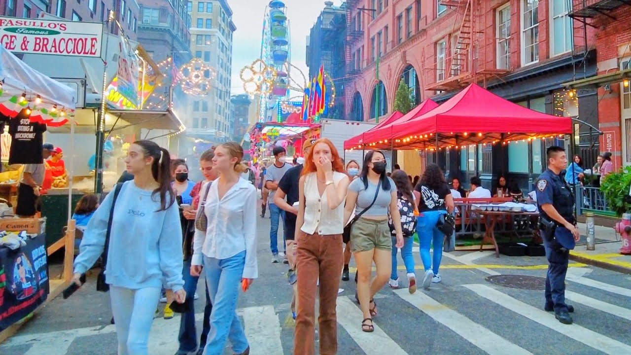 ⁴ᴷ NEW YORK CITY - Walking 95th Annual Feast of San Gennaro 2021 in Little Italy New York City 🔥