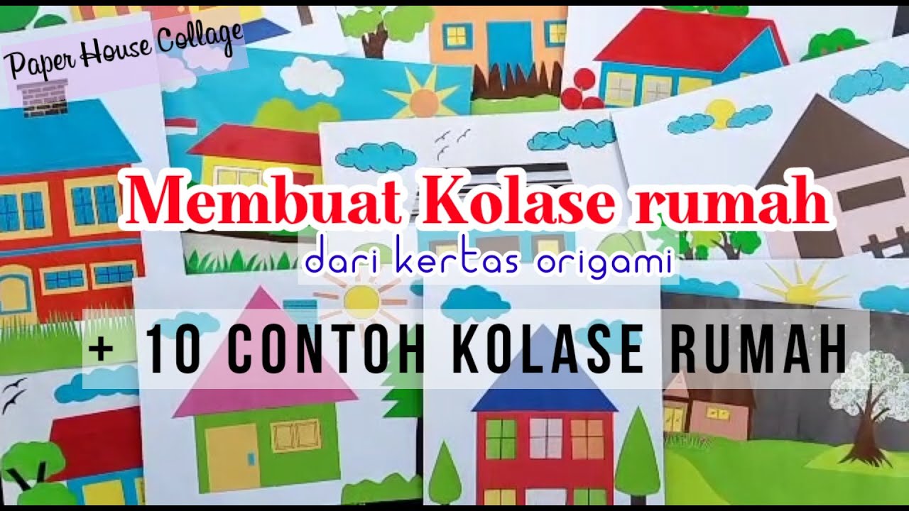 Membuat Kolase dari kertas origami + 10 contoh kolase rumah | paper house collage #kolase #collage