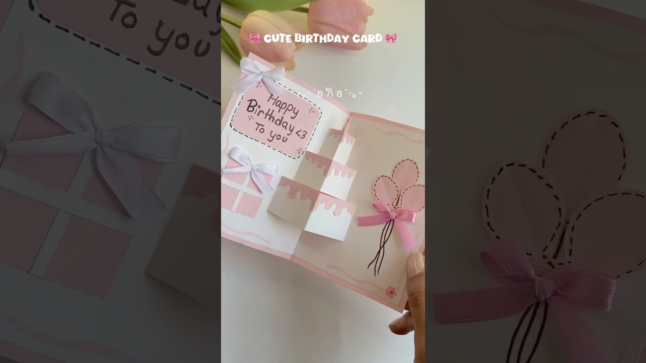 DIY Cute birthday card 🤍🩷 #shorts #birthday #diy #craft