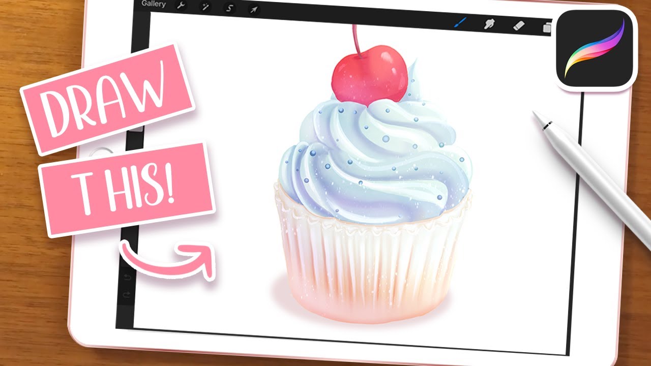 Draw this Cute Pastel Cupcake! (with Procreate default Brushes!) | EASY PROCREATE Tutorial