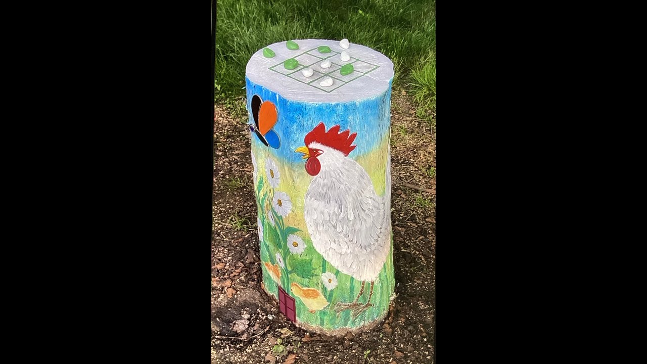 Decorate my back yard tree truck with my painting