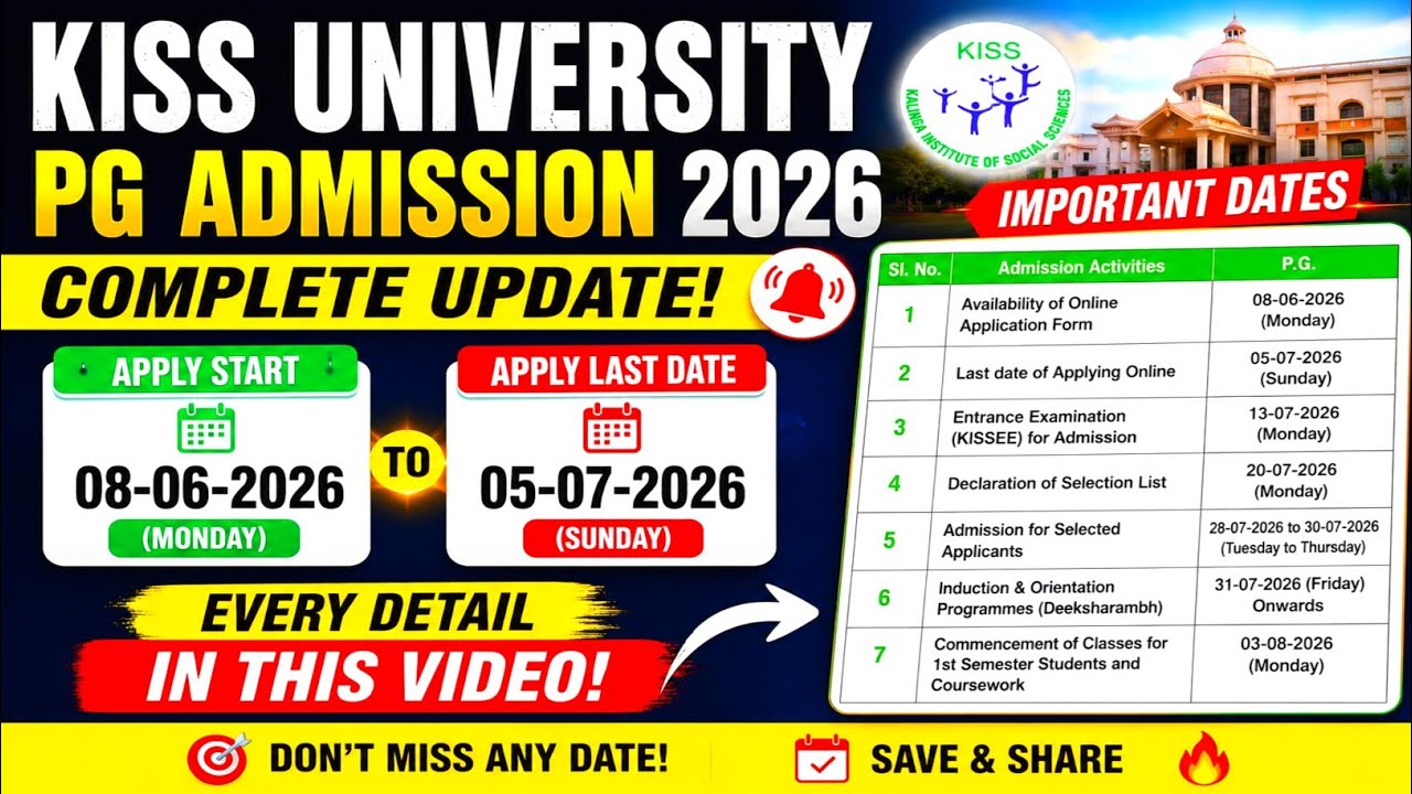 KISS UNIVERSITY PG ADMISSION APPLY 2026 - 
