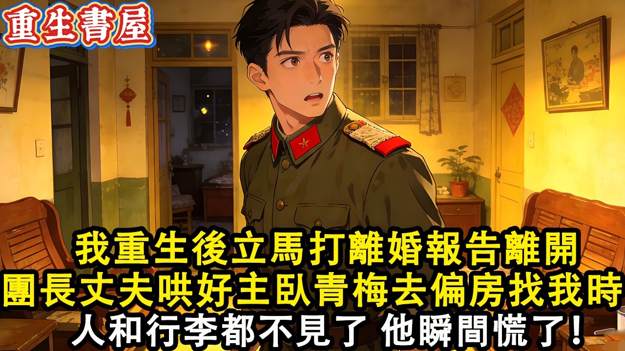 【重生爽文】我重生後立馬打離婚報告離開 團長丈夫哄好主臥的青梅 想去偏房找我時  人和行李都不見了 他瞬間慌了！#小說 #重生 #爽文#動漫 #故事 #動畫