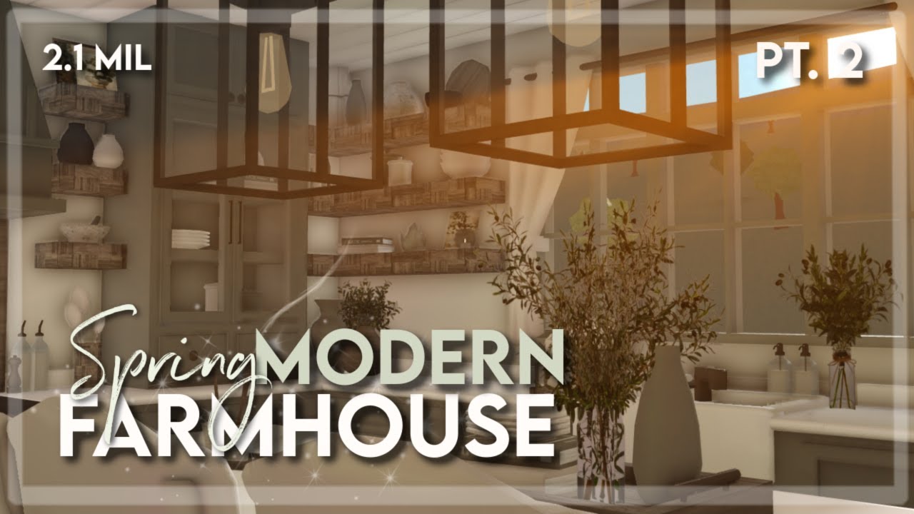 Bloxburg | Spring Modern Farmhouse - Speedbuild (Part 2/2)