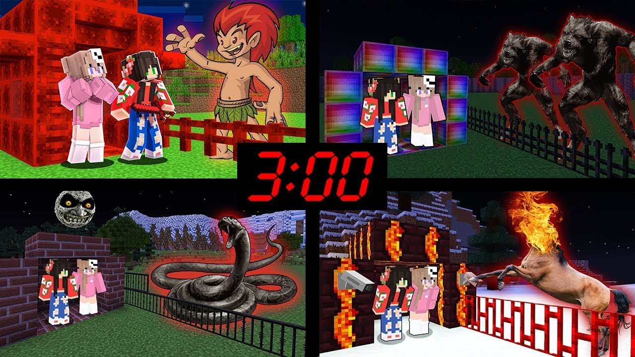 TODAS AS BASES 100% SEGURAS CONTRA TODOS OS MONSTROS ÁS 3:00 DA NOITE NO MINECRAFT