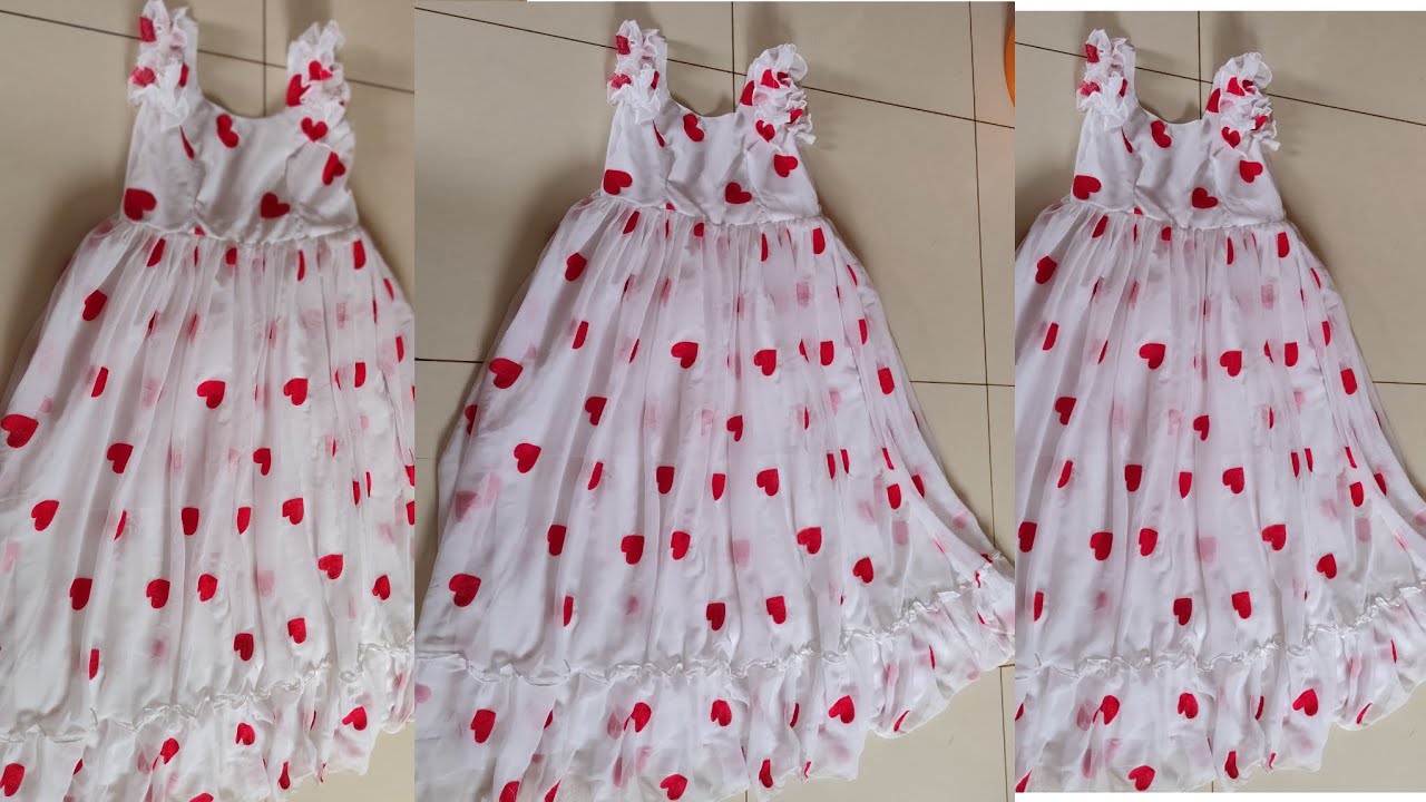Simple and easy method లో  two layer frock cutting and stitching video#meesho saree