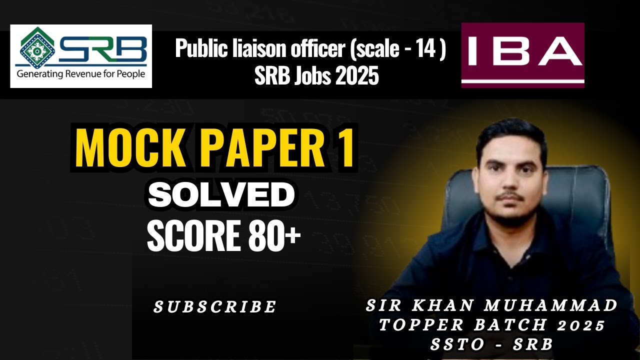Public liaison officer Mock paper 1 | PLO SRB jobs 2025 | SRB Past Papers & Sindh Sales Tax Officer