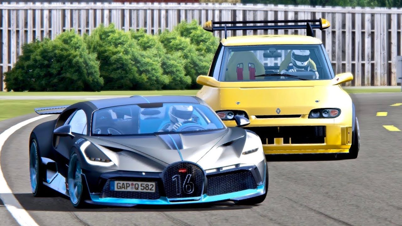 Bugatti Divo vs Renault Espace F1 - Top Gear Track