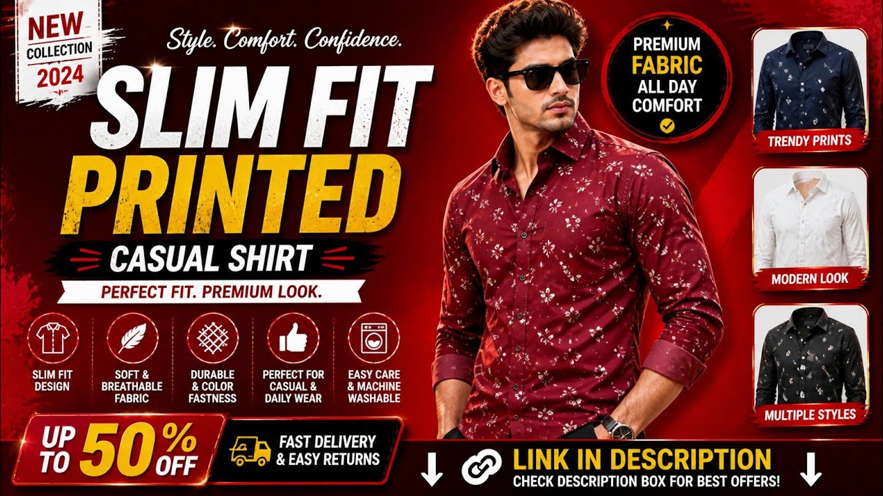 Slim Fit Printed Casual Shirt | 
