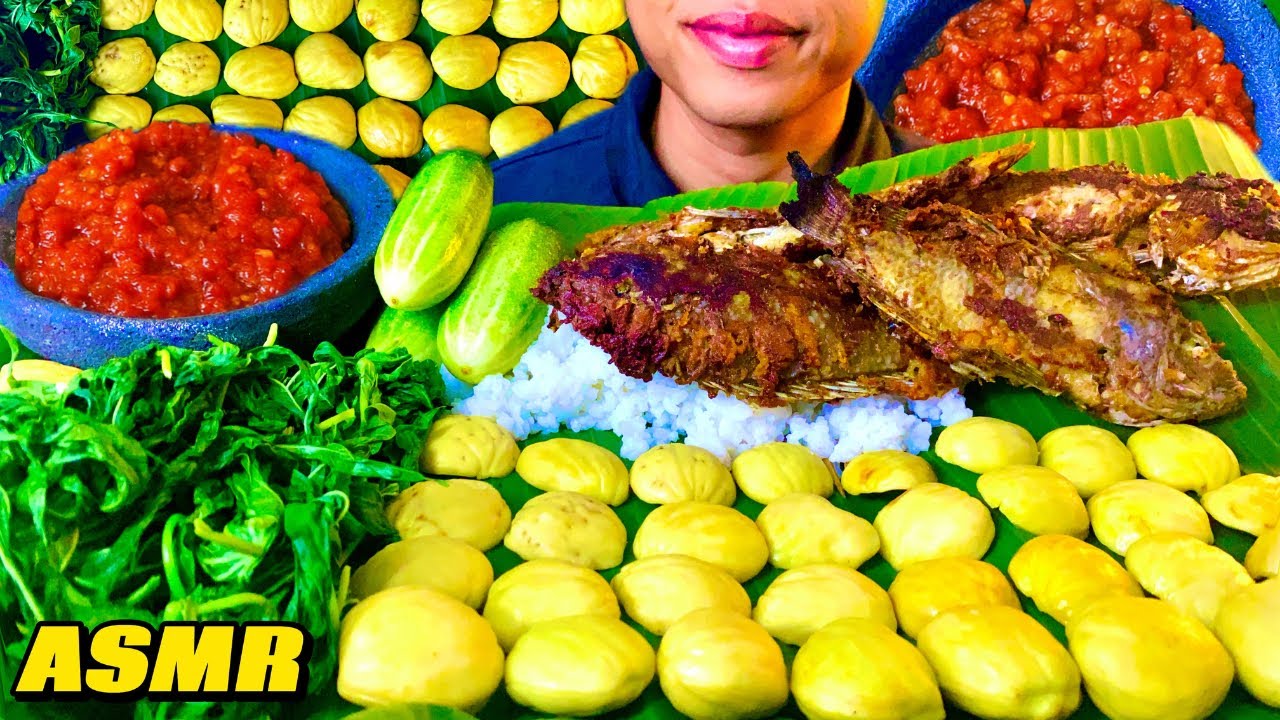 ASMR JENGKOL SEKEBON IKAN SEKOLAM DAUN SINGKONG SAMBAL MUKBANG INDONESIA