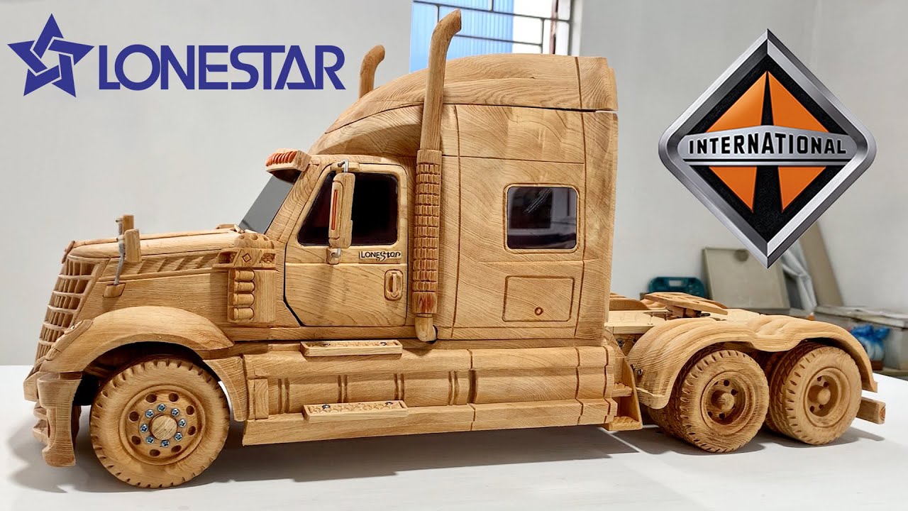 Подробный процесс изготовления деревянного грузовика International LoneStar - Woodworking Art