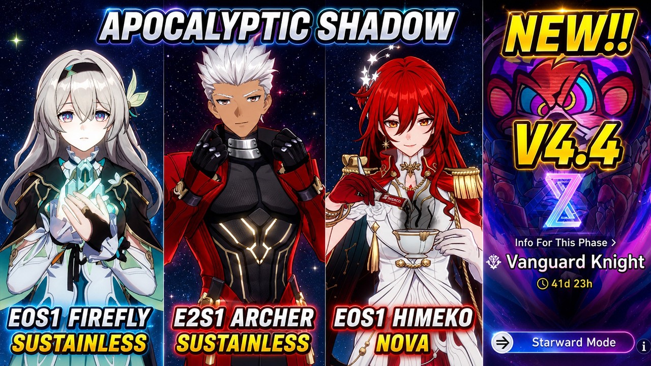 New!! Apoc 4.4 Starward Mode | E0S1 Firefly, E2S1 Archer & E0S1 Himeko Nova | HSR 4.4
