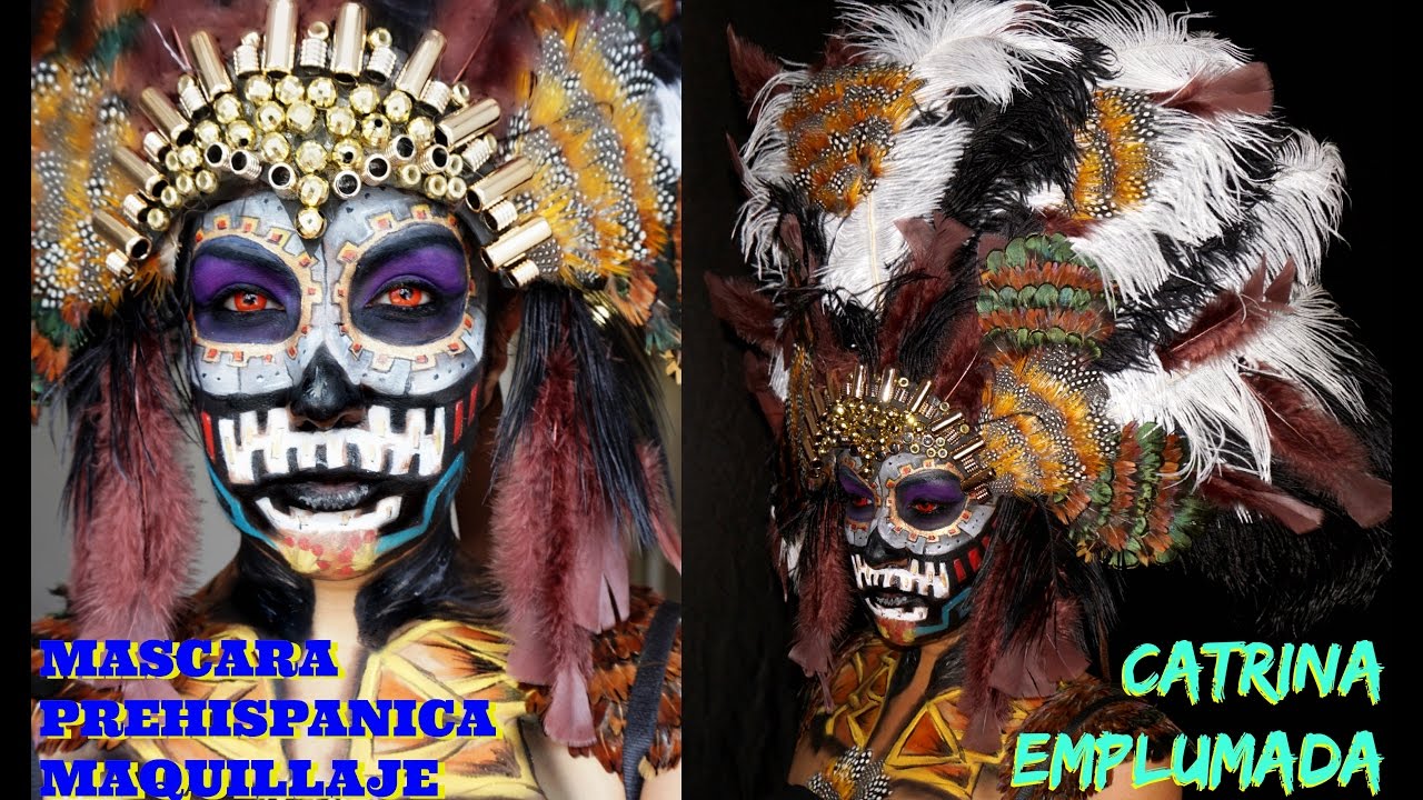 CATRINA Prehispanica Emplumada maquillaje / Mexican Sugar Skull Feathered Halloween | auroramakeup