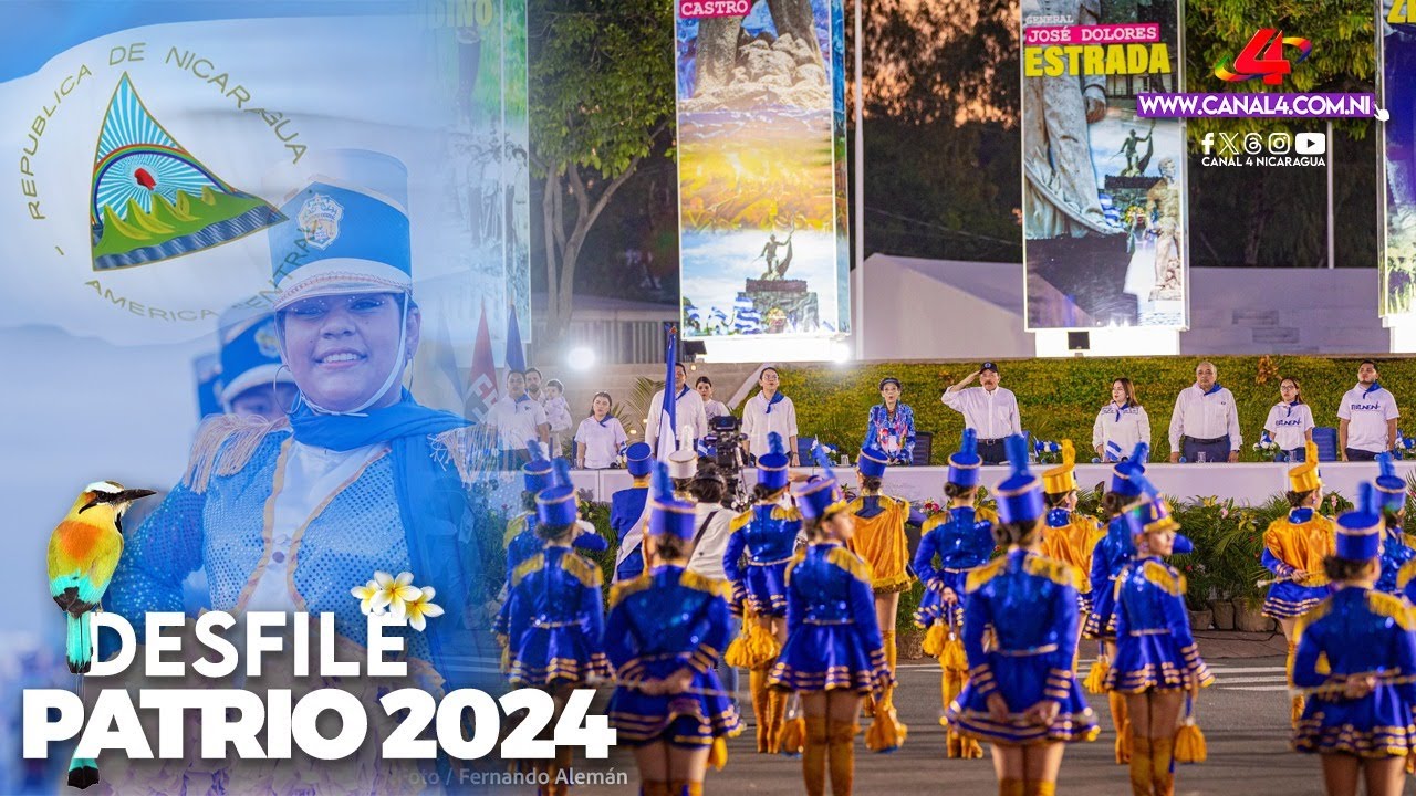 Comandante Daniel Ortega y Compañera Rosario Murillo presiden acto del Desfile Patrio 2024