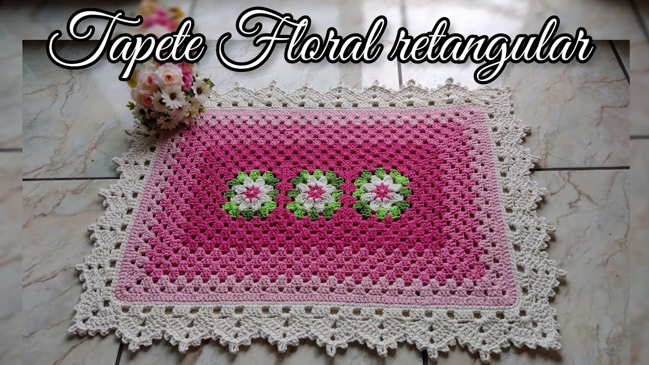 Tapete Floral retangular com bico encanto #tapetedecroche