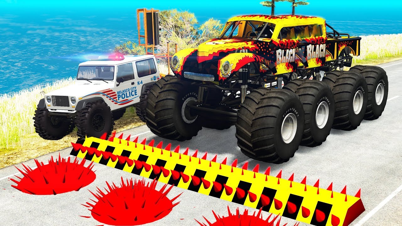 Beamng drive - Police Spike Strip Crashes #6