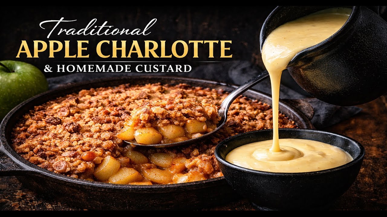 Traditional Apple Charlotte Recipe | Granny Smith Apples, Dark Brown Sugar & Homemade Custard