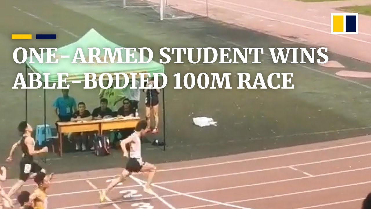 One-armed college student in China beats able-bodied competitors to win 100m race in 11.26 seconds