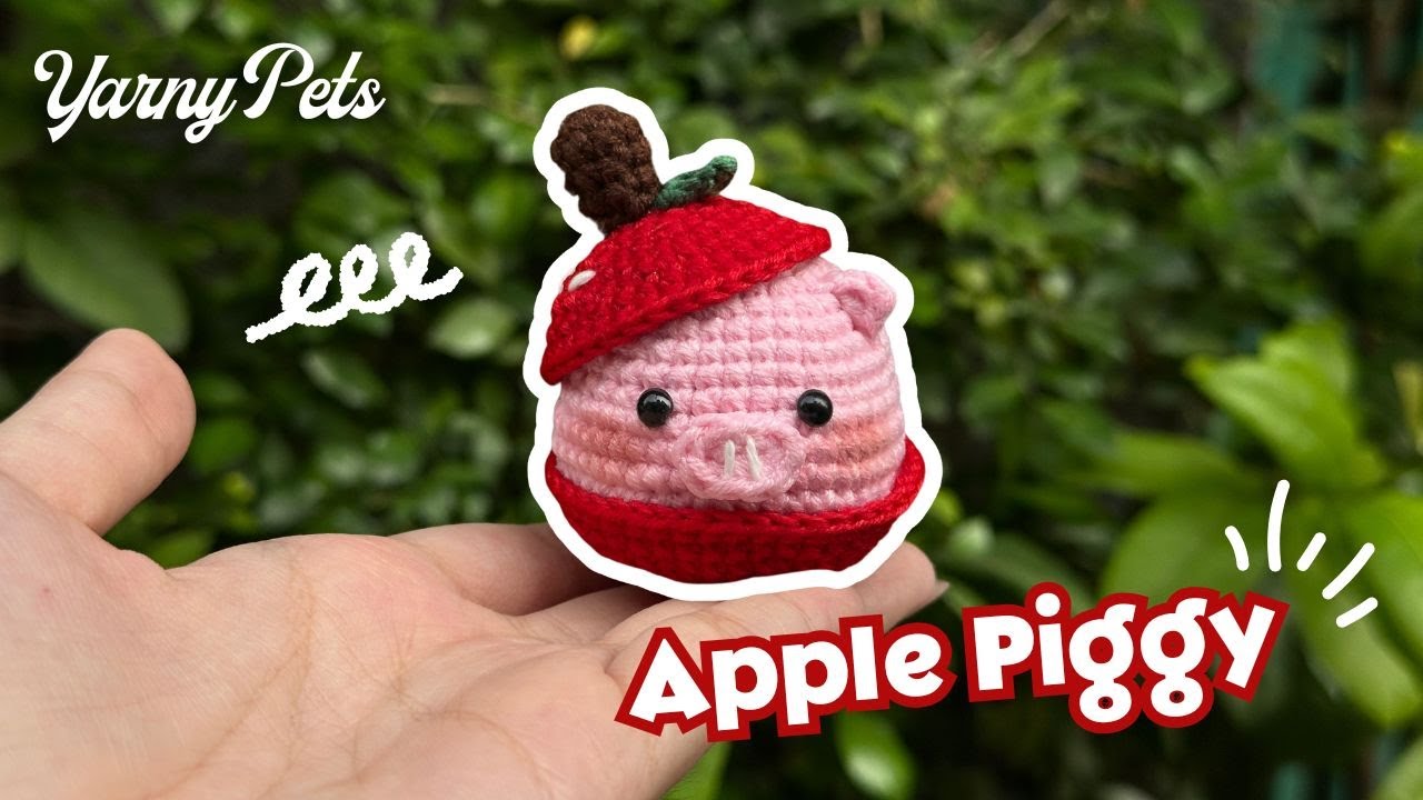 How to Crochet Apple Piggy for Beginners Step by Step #YarnyPets
