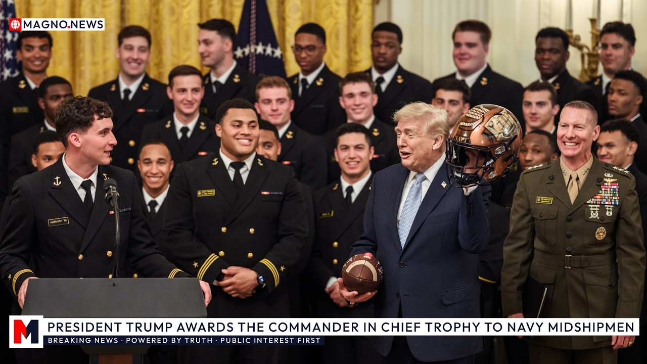 🇺🇸 President Donald Trump Awards Commander-in-Chief Trophy to Navy Midshipmen at the White House