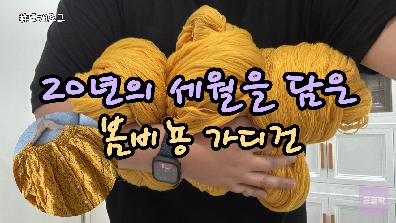 코줍기 없이 완성하는 '봄비뇽 가디건 Bombi Cardigan' 뜨개로그 | 미뇽니트님 도안, 소재불명 아주 오래 된 뜨개실