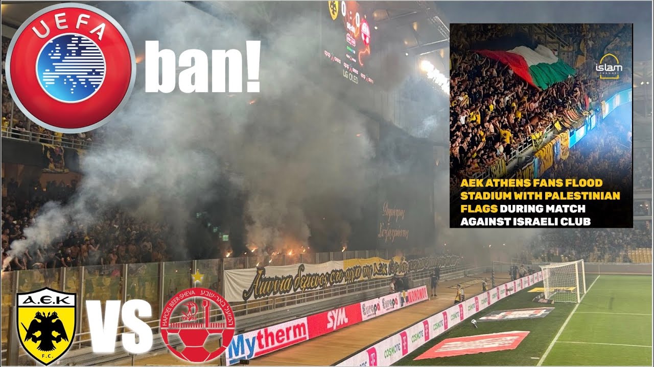 CRAZY GREEK FANS GET UEFA BAN - AEK Gate 21 - UECL