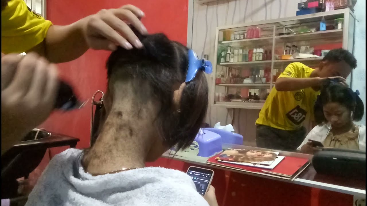 Bahu Blow Kombinasi Gundul Dalam || Haircut School ||