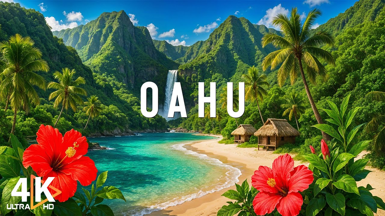 Оаху, Гавайи 4K - Исследуем потрясающие пляжи и вулканические чудеса Гавайев - ВИДЕО 4K UHD