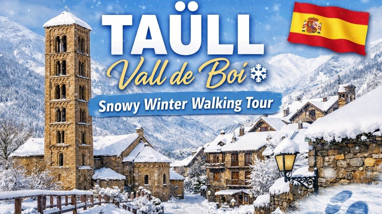 TA&Uuml;LL Vall de Bo&iacute; ❄️ Snowy Winter Walking Tour | Pyrenees Village in Winter