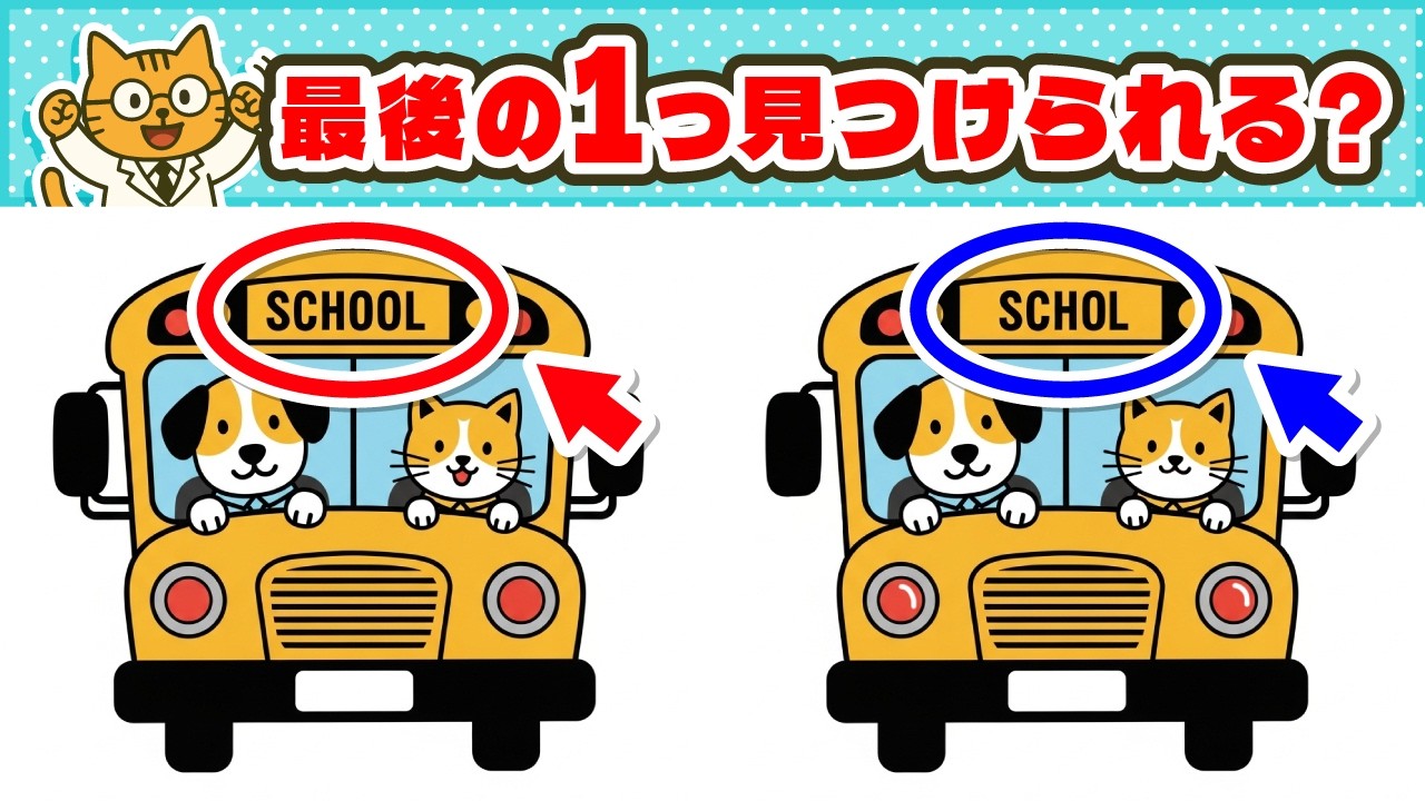 【間違い探し】３分で３問！簡単脳活タイム！【にゃー太の脳トレ】No.124