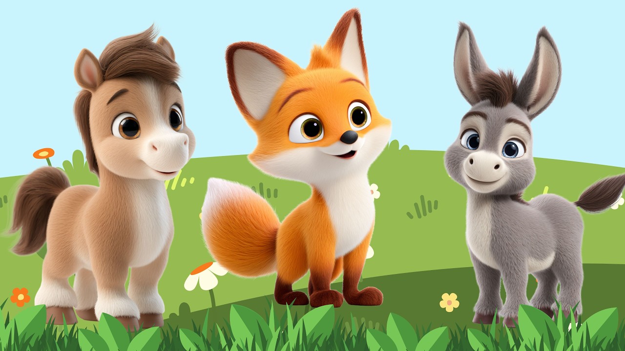 Cute Farm Animals: Horse, Fox, Donkey, Monkey, Goat, Sheep | Animal Videos