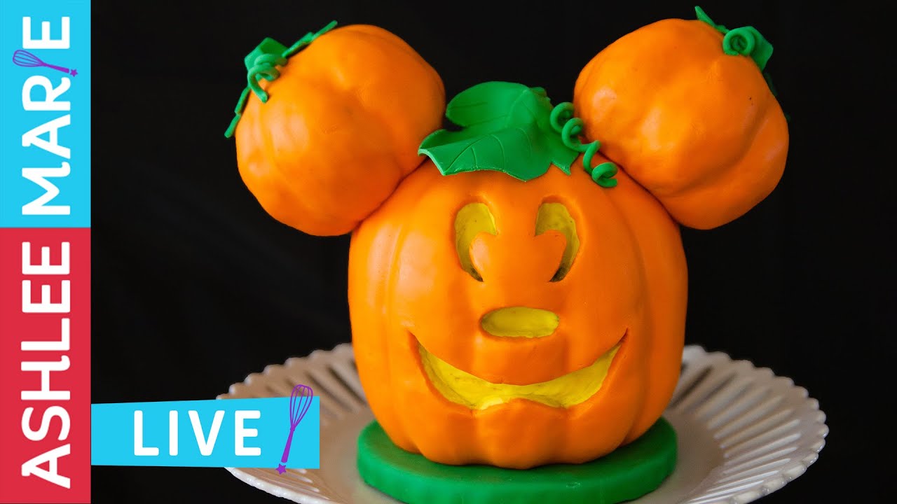 Disney's Mickey Mouse Jack O Lantern Cake Tutorial - LIVE cake decorating