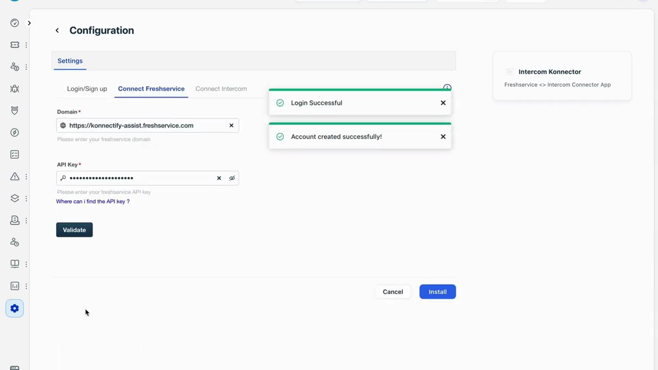Freshservice - Intercom Konnector App