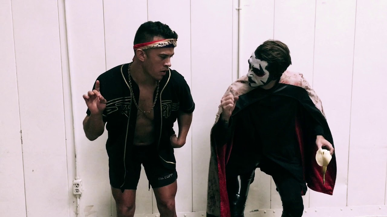 Goodnighthausen with Danhausen with AEW wrestling human Ricky Starks
