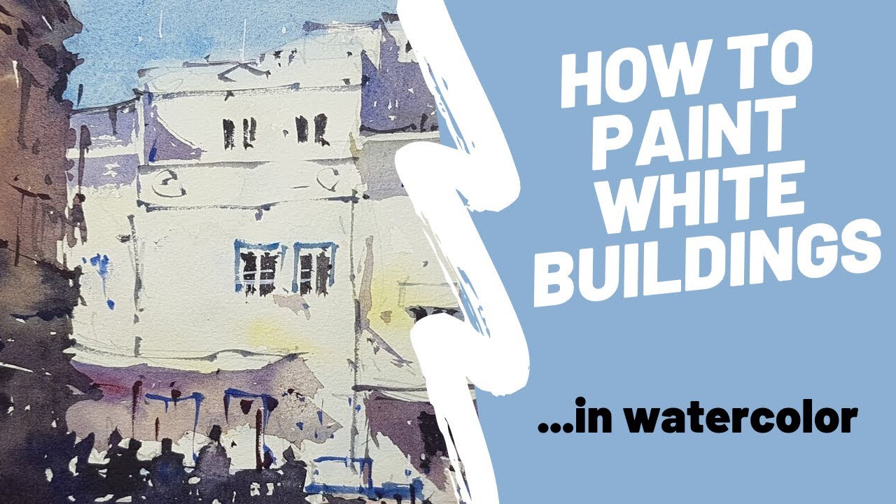 HOW TO PAINT WHITE BUILDINGS IN WATERCOLOR - Watecolor Tutorial by Tim Wilmot #62