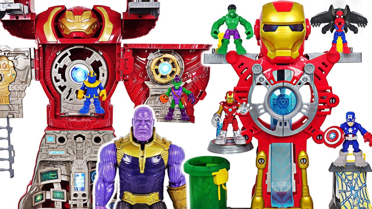 Avengers Iron Man Headquarters vs Hulkbuster Ultimate transform HQ, Thanos! #DuDuPopTOY