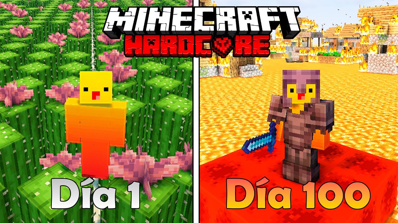 100 días, pero el SUELO CAMBIA CADA DÍA en Minecraft Hardcore
