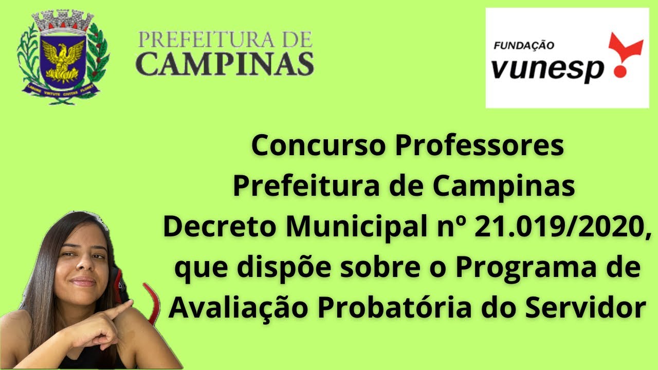 Concurso Professores Prefeitura de Campinas: Decreto Municipal nº 21.019/2020-Estágio Probatório