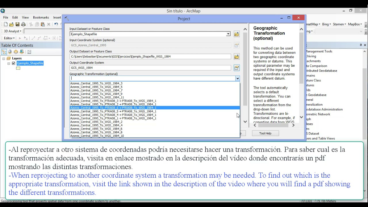 (ArcGIS) Reproyectar un shapefile / Reproject a shapefile