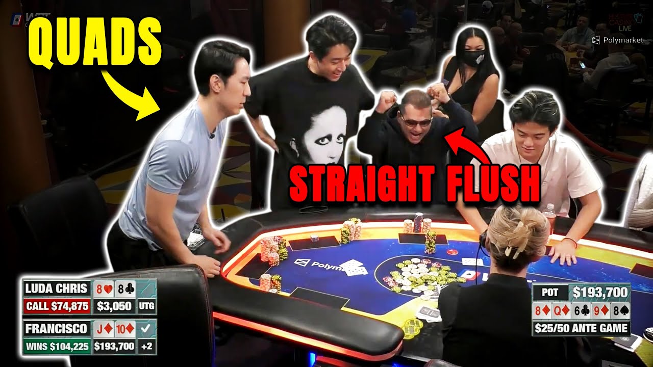 QUADS vs STRAIGHT FLUSH! Craziest Hand in HCL HISTORY!