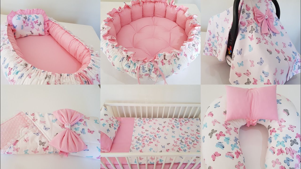 Pembe Kelebekli Babynest Seti / Babynest Set with Pink Butterfly