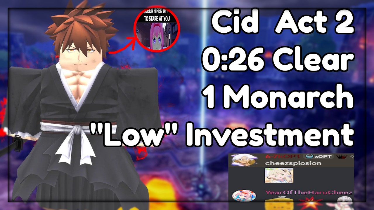 0:26 Cid Act 2 Monarch Ichigo 1 DPS Strat | Anime Vanguards