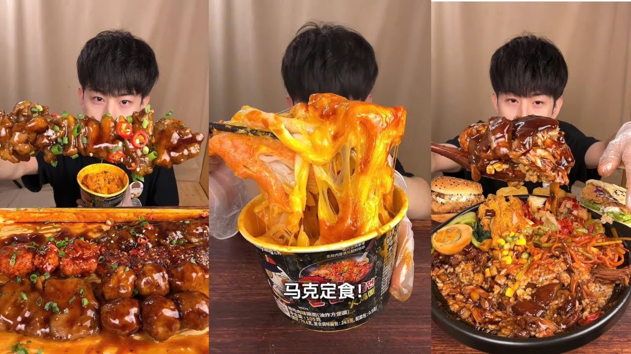 Cheesy Noodles, Crispy Fried Chicken, Saucy Grilled Skewers & Bibimbap Mukbang ASMR